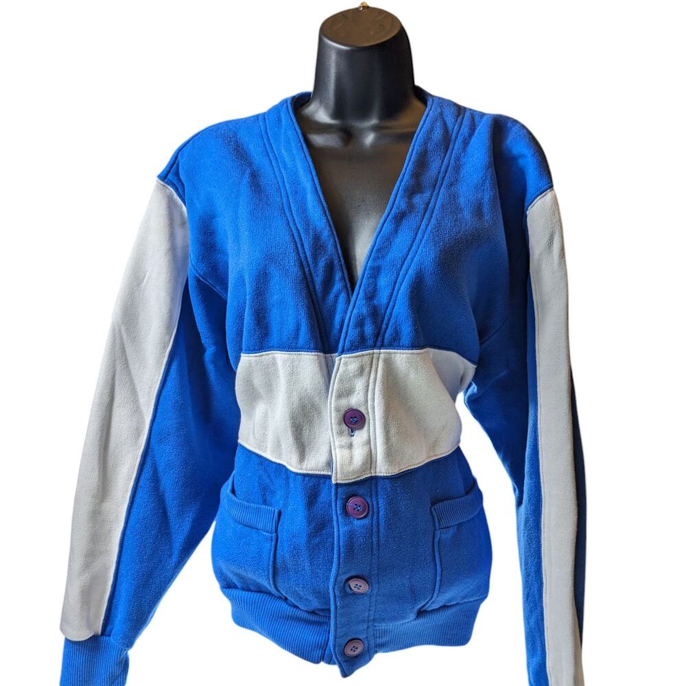 Vintage Nucleus Cardigan Sweater Mens Large/XL Womens XL Blue White Colorblock